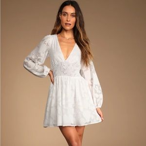 Tomorrow and Always White Burnout Floral Mini Dress | Size XL | Worn once